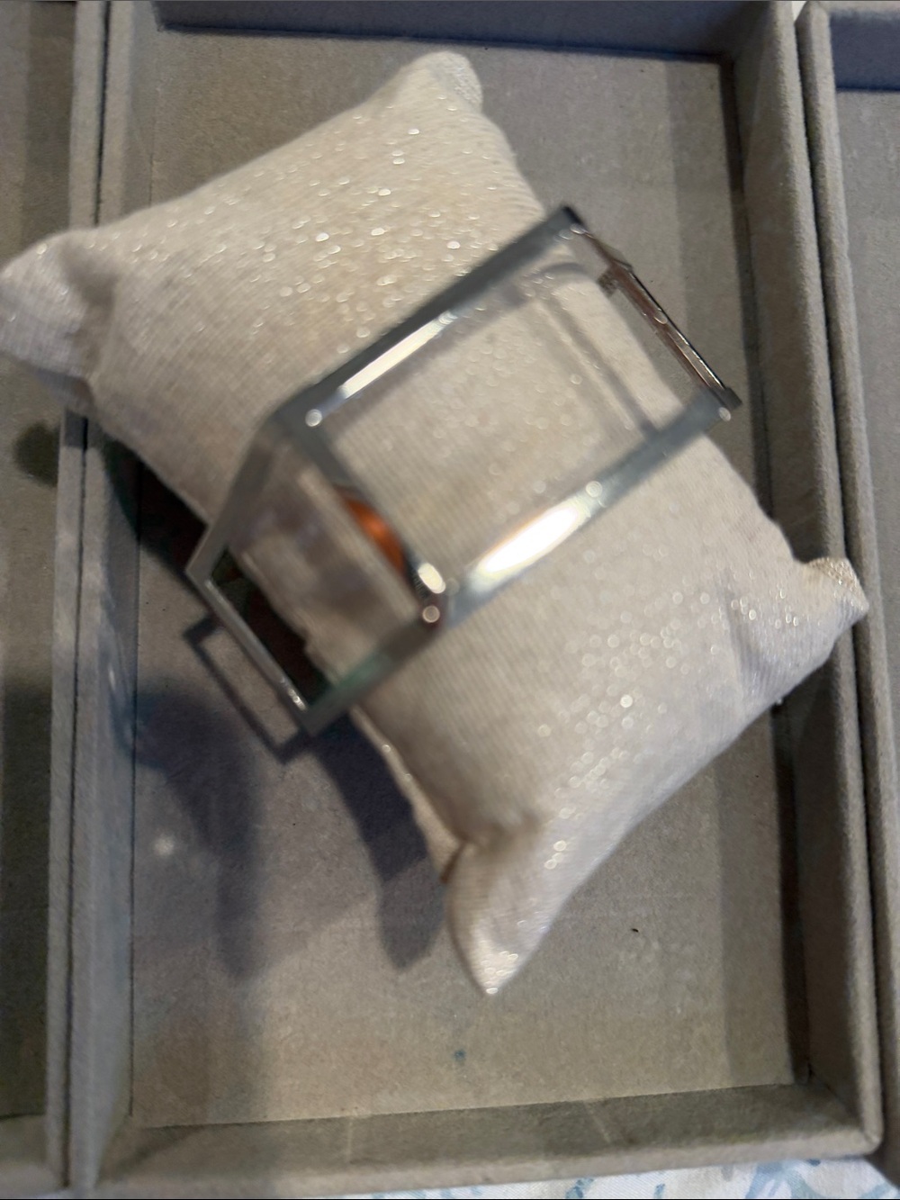 Modern Silver Geometric Cuff Bracelet - Rectangular Frame